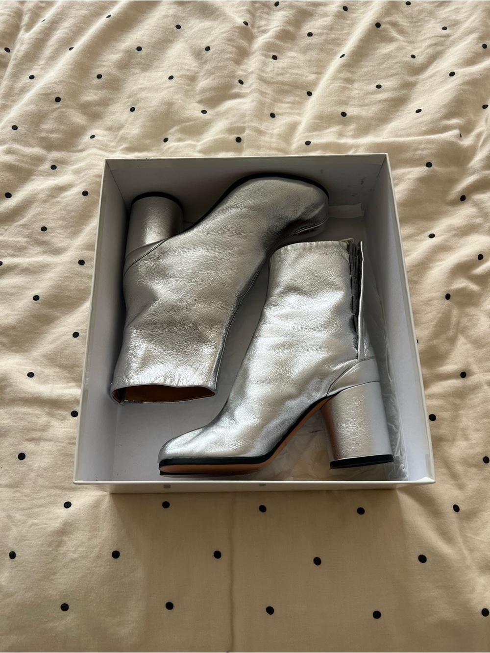Maison Martin Margiela Metallic Silver Block Heel Ankle Boots